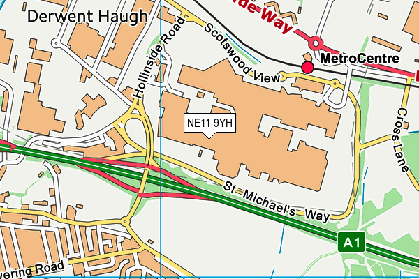 NE11 9YH map - OS VectorMap District (Ordnance Survey)