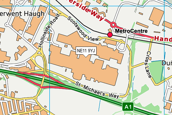 NE11 9YJ map - OS VectorMap District (Ordnance Survey)