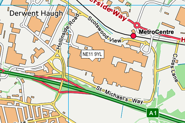 NE11 9YL map - OS VectorMap District (Ordnance Survey)