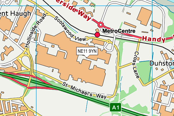 NE11 9YN map - OS VectorMap District (Ordnance Survey)