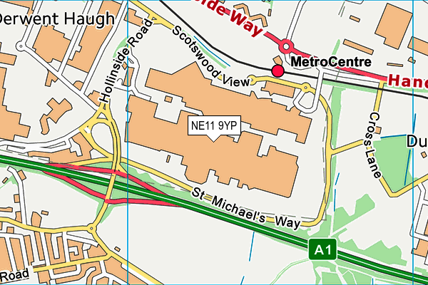 NE11 9YP map - OS VectorMap District (Ordnance Survey)