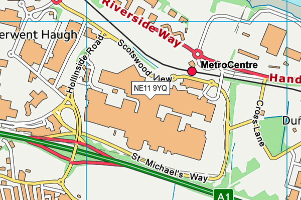 NE11 9YQ map - OS VectorMap District (Ordnance Survey)