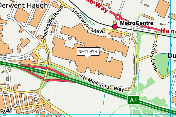 NE11 9YR map - OS VectorMap District (Ordnance Survey)