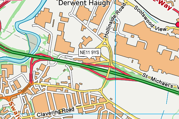 NE11 9YS map - OS VectorMap District (Ordnance Survey)