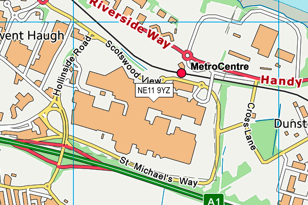 NE11 9YZ map - OS VectorMap District (Ordnance Survey)