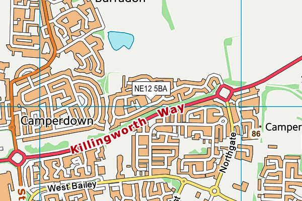 NE12 5BA map - OS VectorMap District (Ordnance Survey)