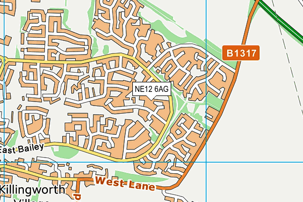 NE12 6AG map - OS VectorMap District (Ordnance Survey)