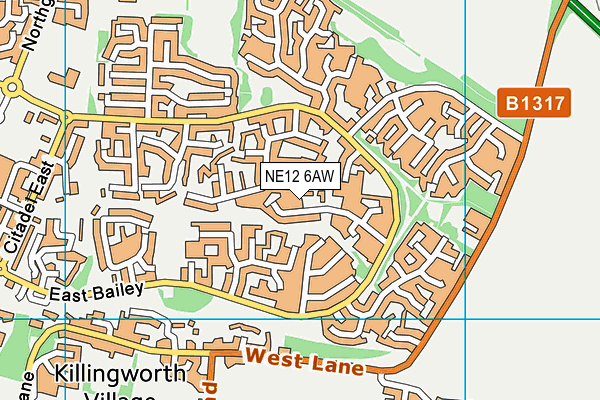 NE12 6AW map - OS VectorMap District (Ordnance Survey)