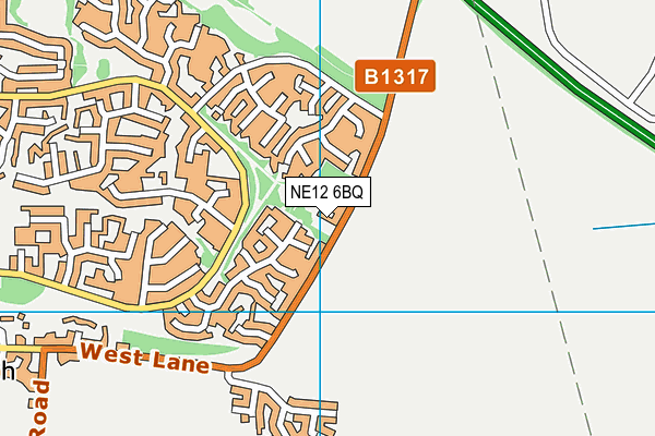 NE12 6BQ map - OS VectorMap District (Ordnance Survey)