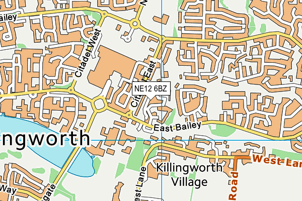 NE12 6BZ map - OS VectorMap District (Ordnance Survey)