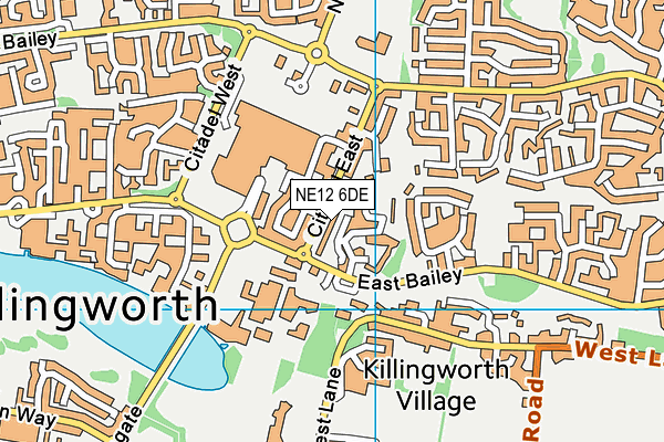 NE12 6DE map - OS VectorMap District (Ordnance Survey)