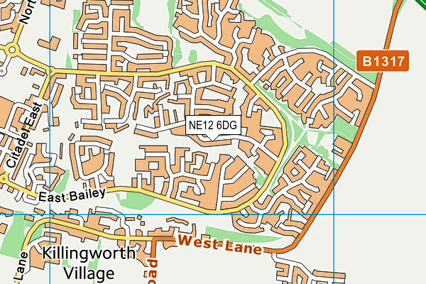 NE12 6DG map - OS VectorMap District (Ordnance Survey)