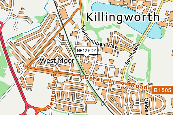 NE12 6DZ map - OS VectorMap District (Ordnance Survey)