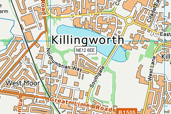 NE12 6EE map - OS VectorMap District (Ordnance Survey)