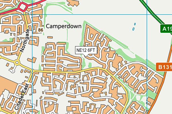 NE12 6FT map - OS VectorMap District (Ordnance Survey)