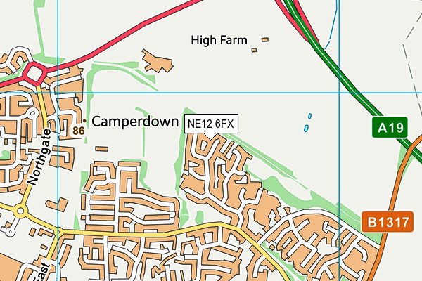 NE12 6FX map - OS VectorMap District (Ordnance Survey)