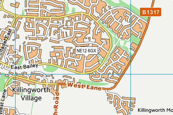 NE12 6GX map - OS VectorMap District (Ordnance Survey)