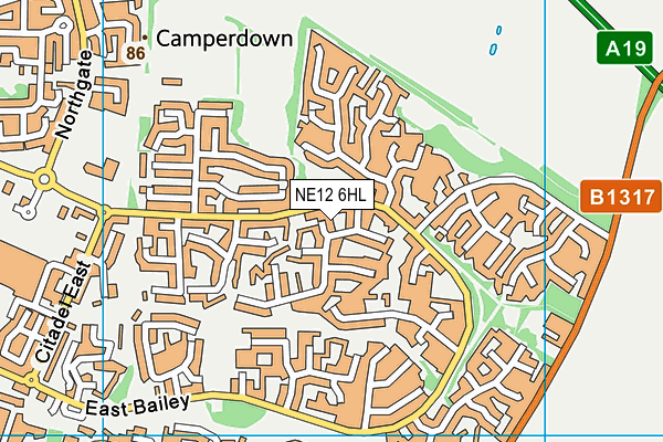 NE12 6HL map - OS VectorMap District (Ordnance Survey)