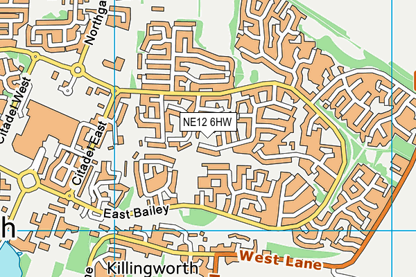 NE12 6HW map - OS VectorMap District (Ordnance Survey)