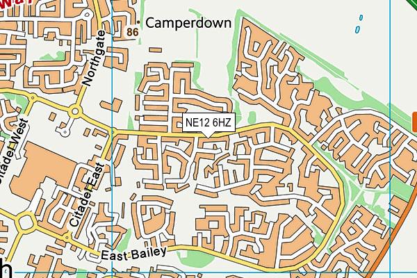 NE12 6HZ map - OS VectorMap District (Ordnance Survey)