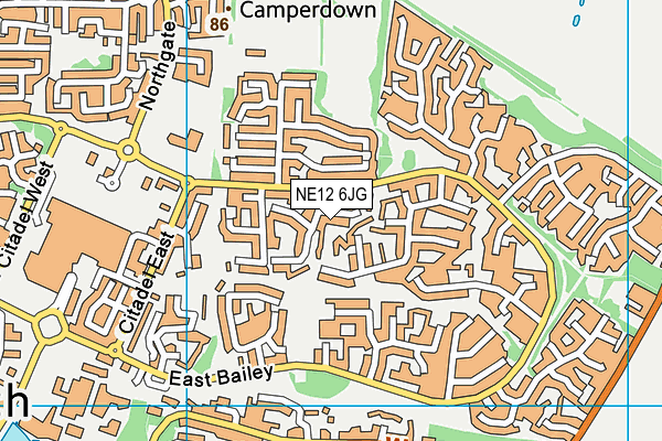 NE12 6JG map - OS VectorMap District (Ordnance Survey)