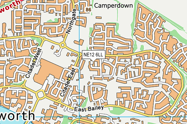 NE12 6LL map - OS VectorMap District (Ordnance Survey)