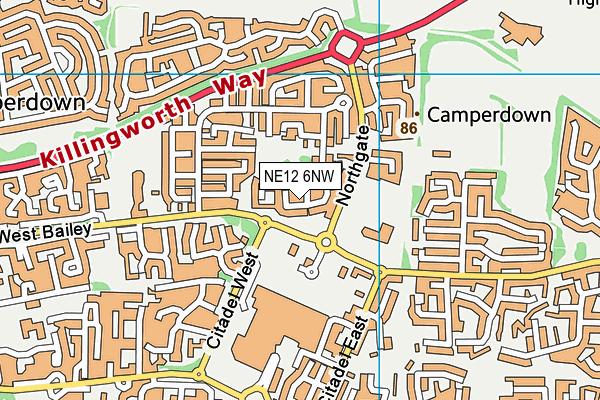 NE12 6NW map - OS VectorMap District (Ordnance Survey)