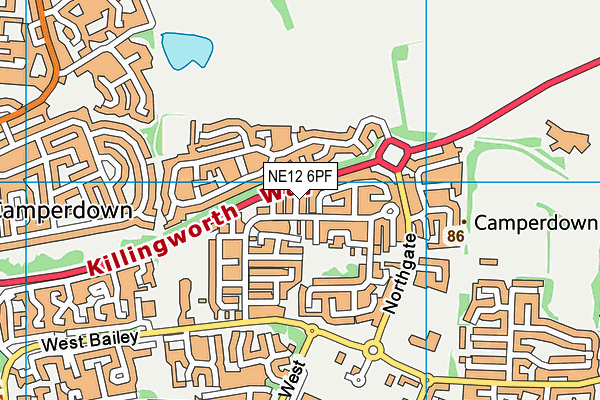 NE12 6PF map - OS VectorMap District (Ordnance Survey)