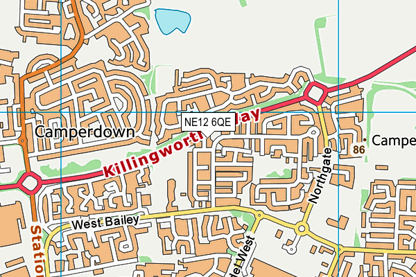 NE12 6QE map - OS VectorMap District (Ordnance Survey)