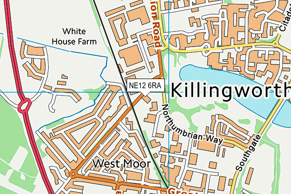 NE12 6RA map - OS VectorMap District (Ordnance Survey)