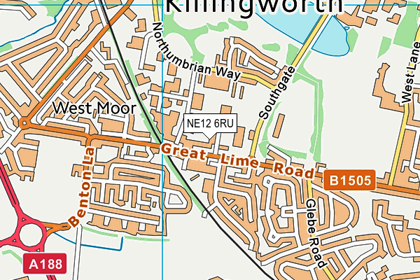 NE12 6RU map - OS VectorMap District (Ordnance Survey)
