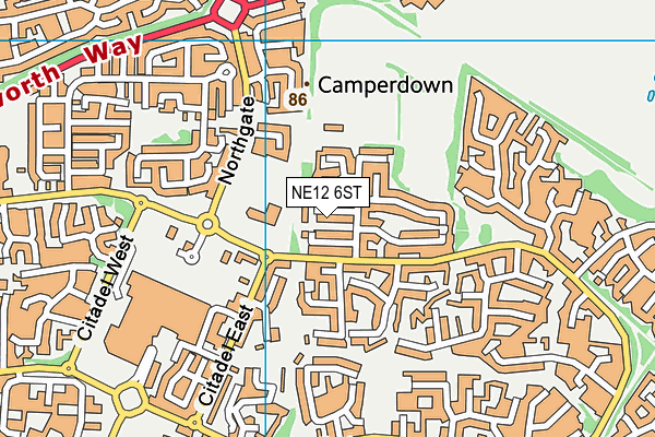 NE12 6ST map - OS VectorMap District (Ordnance Survey)