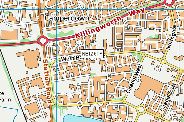 NE12 6TF map - OS VectorMap District (Ordnance Survey)