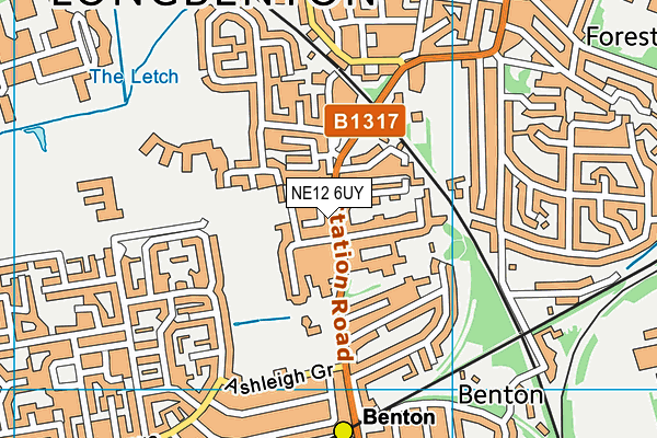 NE12 6UY map - OS VectorMap District (Ordnance Survey)