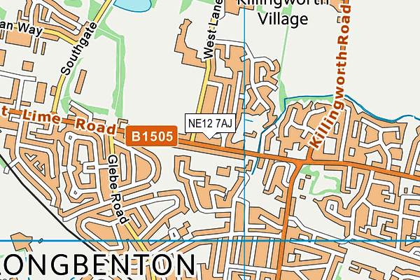 NE12 7AJ map - OS VectorMap District (Ordnance Survey)