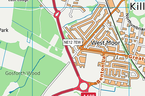 NE12 7EW map - OS VectorMap District (Ordnance Survey)