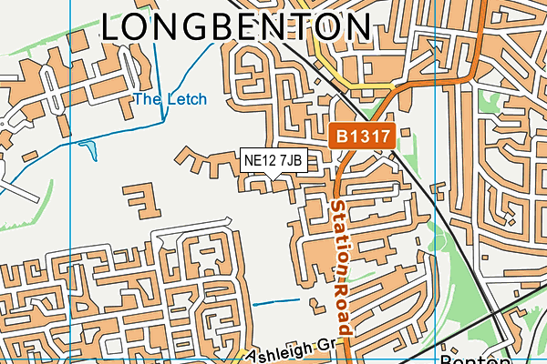 NE12 7JB map - OS VectorMap District (Ordnance Survey)