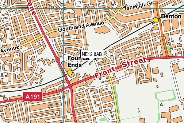 NE12 8AB map - OS VectorMap District (Ordnance Survey)