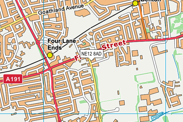 Newcastle University (Longbenton Sports Ground) map (NE12 8AD) - OS VectorMap District (Ordnance Survey)
