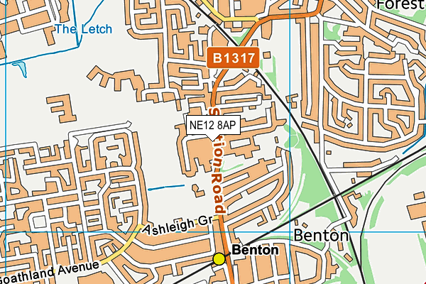 NE12 8AP map - OS VectorMap District (Ordnance Survey)