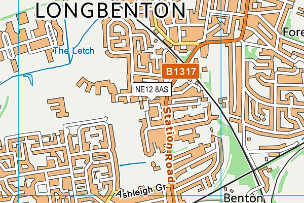 NE12 8AS map - OS VectorMap District (Ordnance Survey)