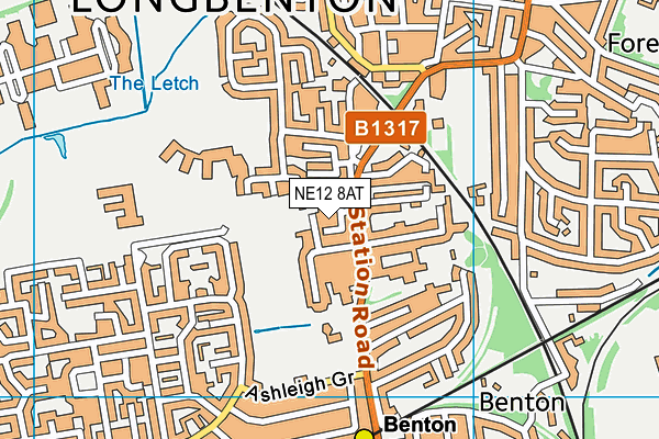 NE12 8AT map - OS VectorMap District (Ordnance Survey)