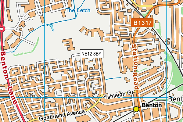 NE12 8BY map - OS VectorMap District (Ordnance Survey)