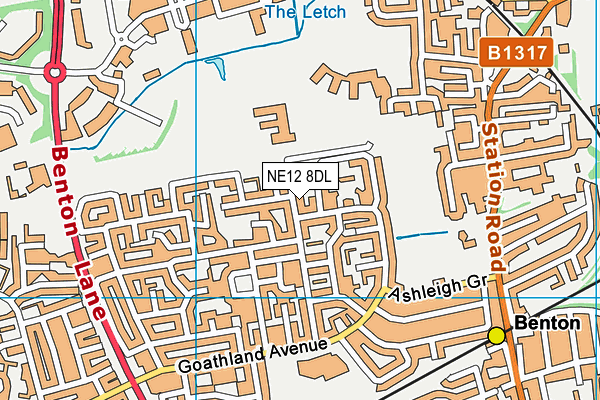 NE12 8DL map - OS VectorMap District (Ordnance Survey)