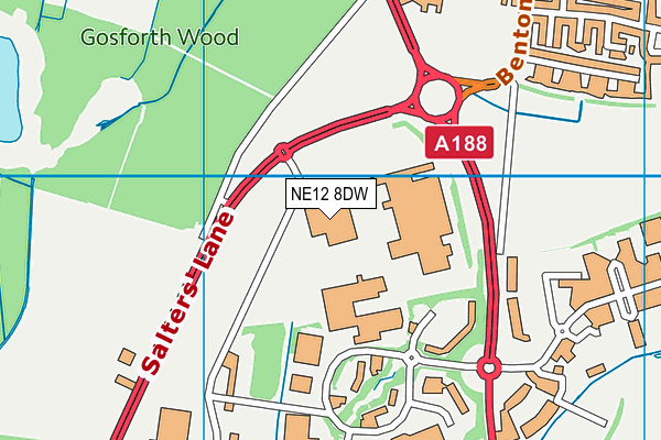 NE12 8DW map - OS VectorMap District (Ordnance Survey)
