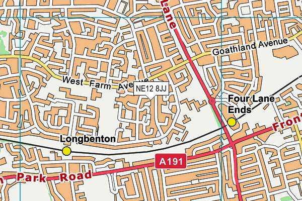 NE12 8JJ map - OS VectorMap District (Ordnance Survey)