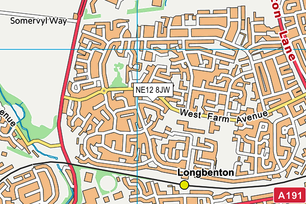 NE12 8JW map - OS VectorMap District (Ordnance Survey)