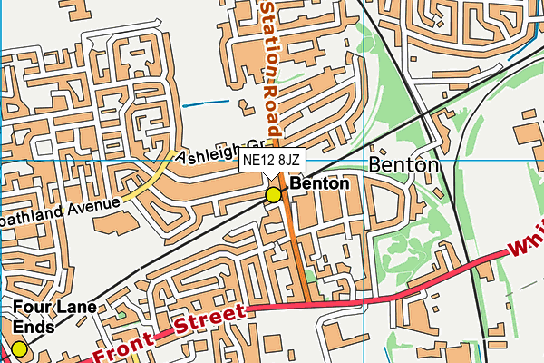 NE12 8JZ map - OS VectorMap District (Ordnance Survey)