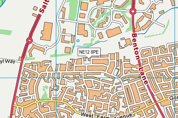 NE12 8PE map - OS VectorMap District (Ordnance Survey)