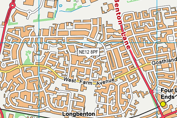 NE12 8PF map - OS VectorMap District (Ordnance Survey)